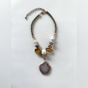 CHICO's Blue Agate and Mixed Stones Statement bohemian-style Necklace